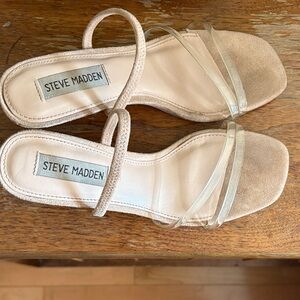 Steve Madden Women's Cream and Clear Strap Sandals